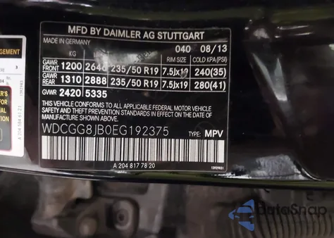 2014 Mercedes-Benz Glk 350 4Matic from USA, damaged, VIN WDCGG8JB0EG192375